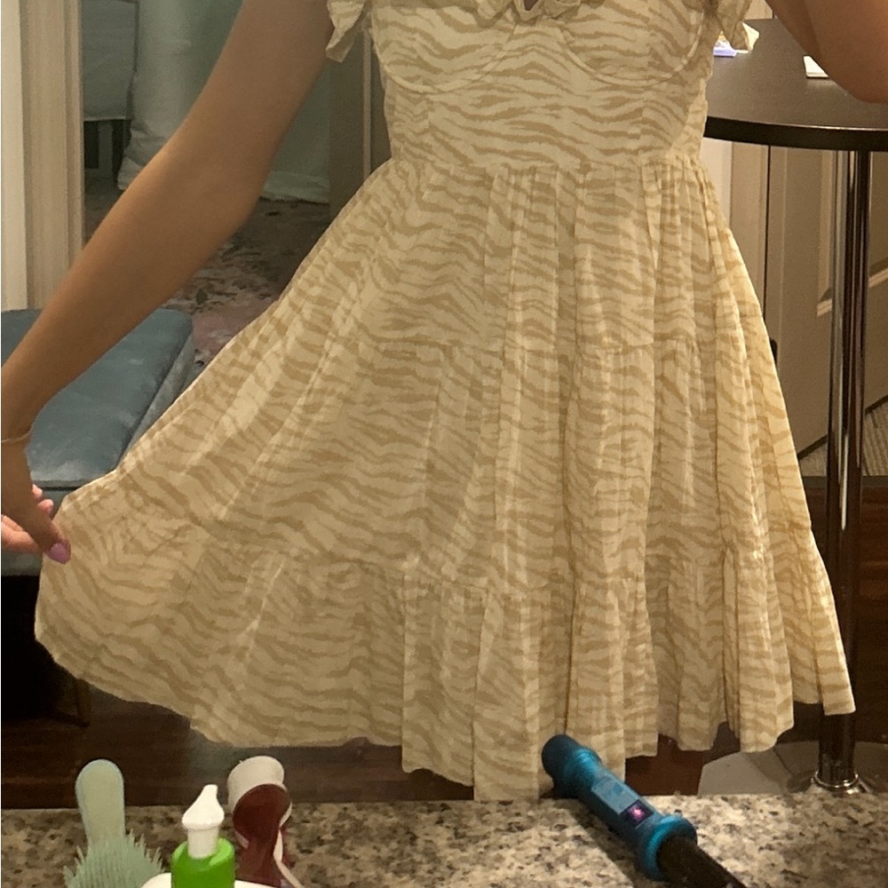 Tularosa Beige Zebra Print Mini Dress